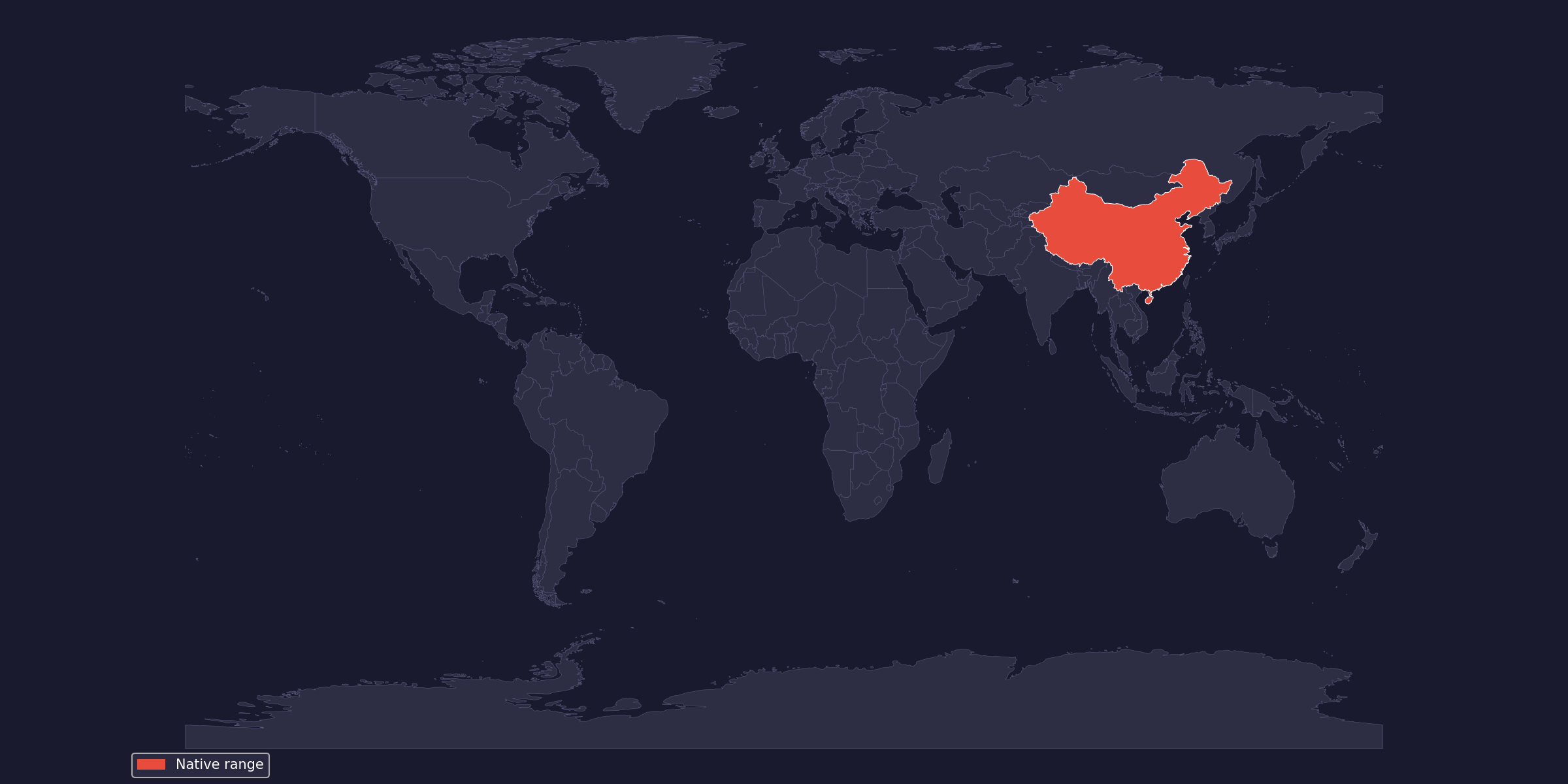Карта на естествения ареал на Tylototriton shanjing