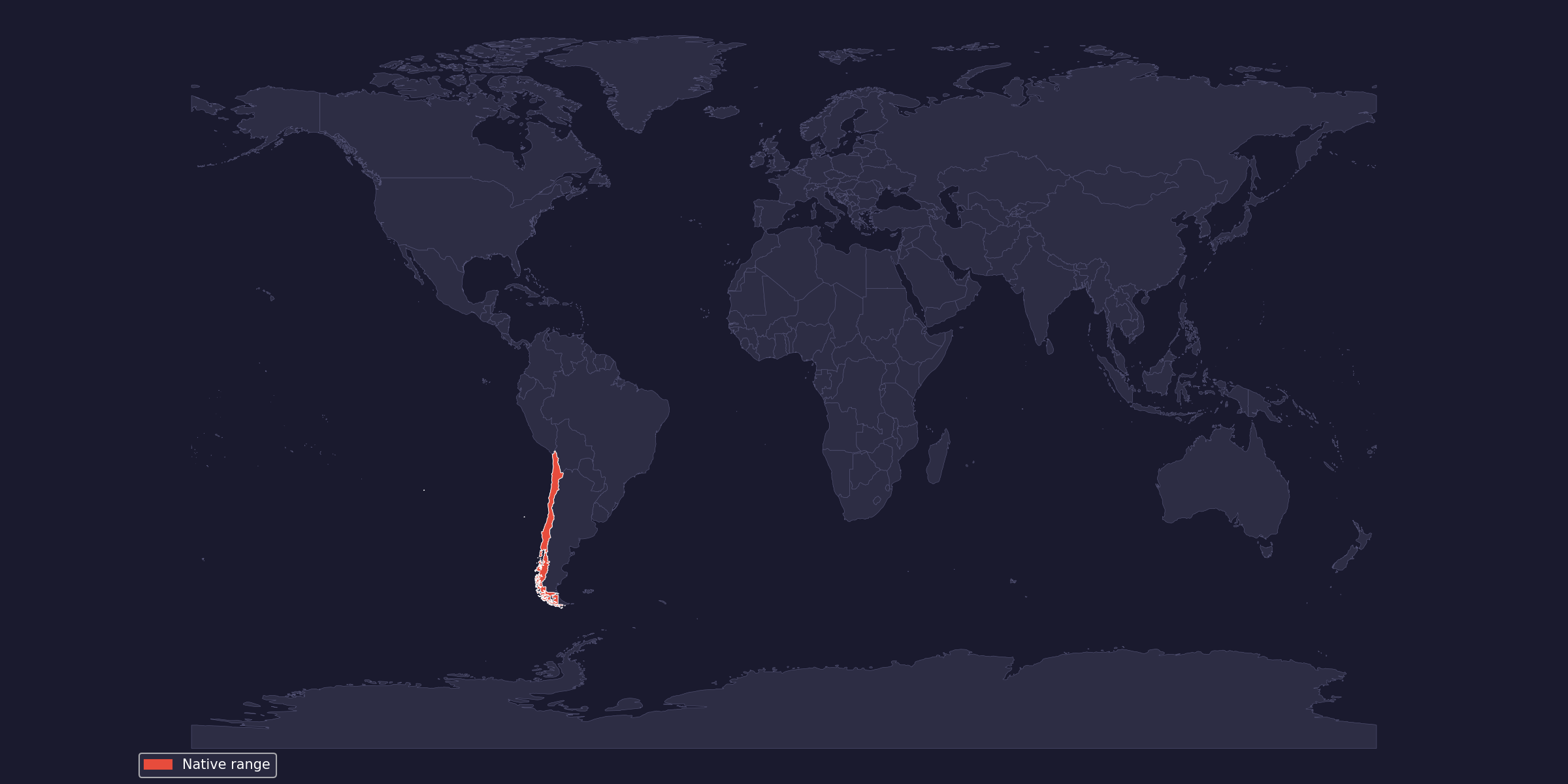 Long-tailed chinchilla native-range map