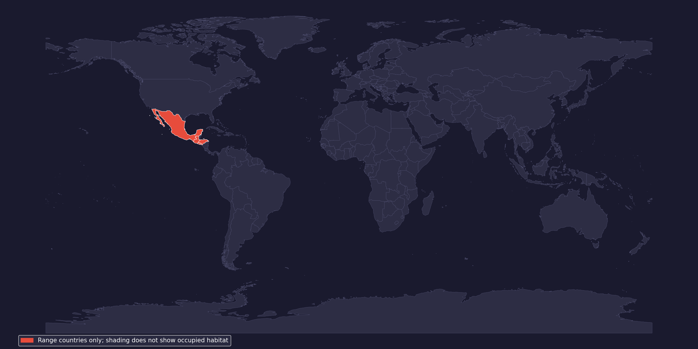 Native-range context; shaded countries do not imply continuous occupation