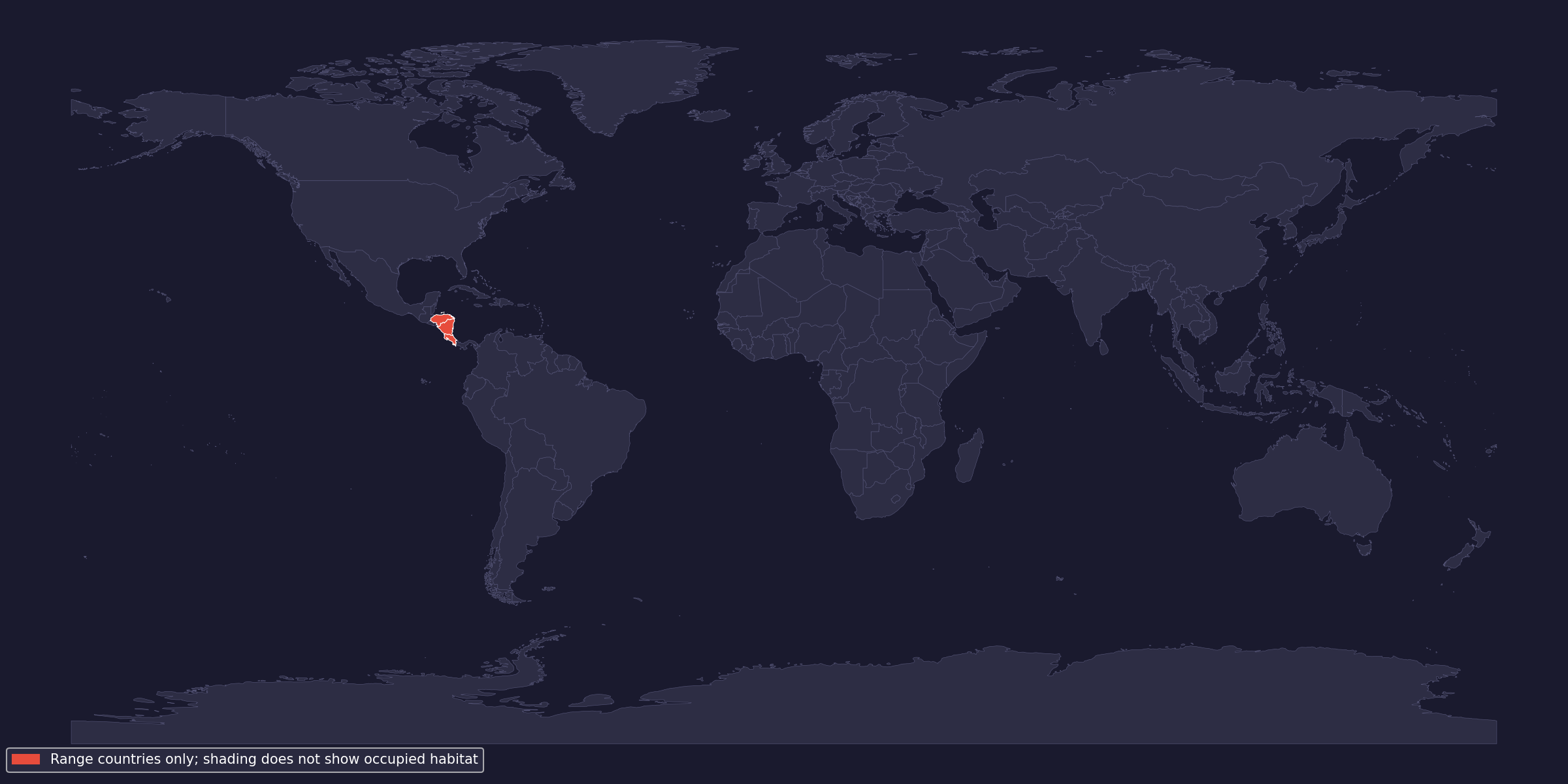Native-range context; shaded countries do not imply continuous occupation