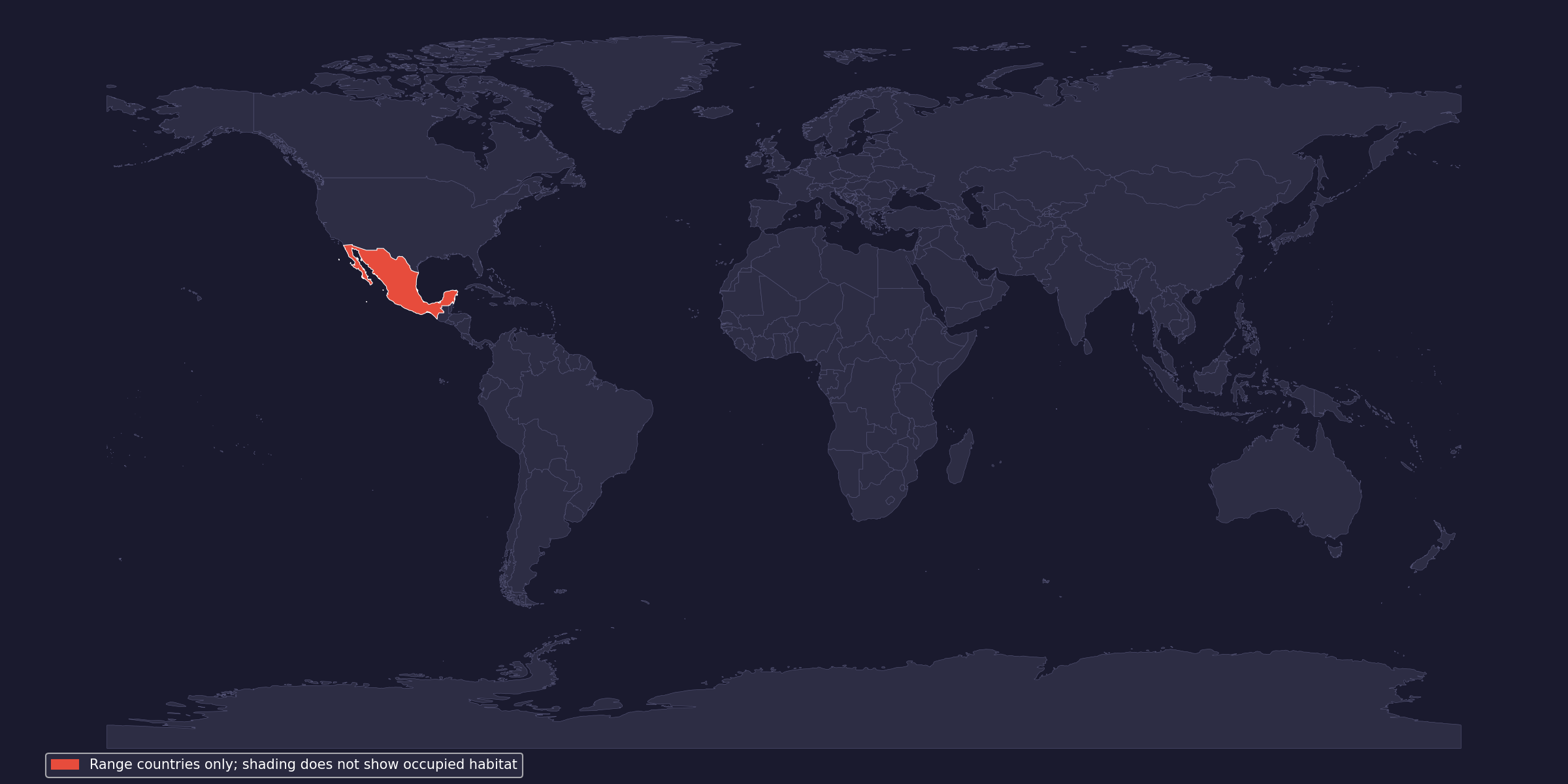 Native-range context; shaded countries do not imply continuous occupation