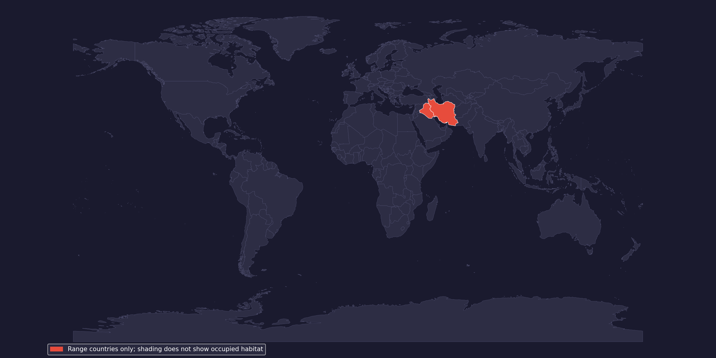 Native-range context; shaded countries do not imply continuous occupation
