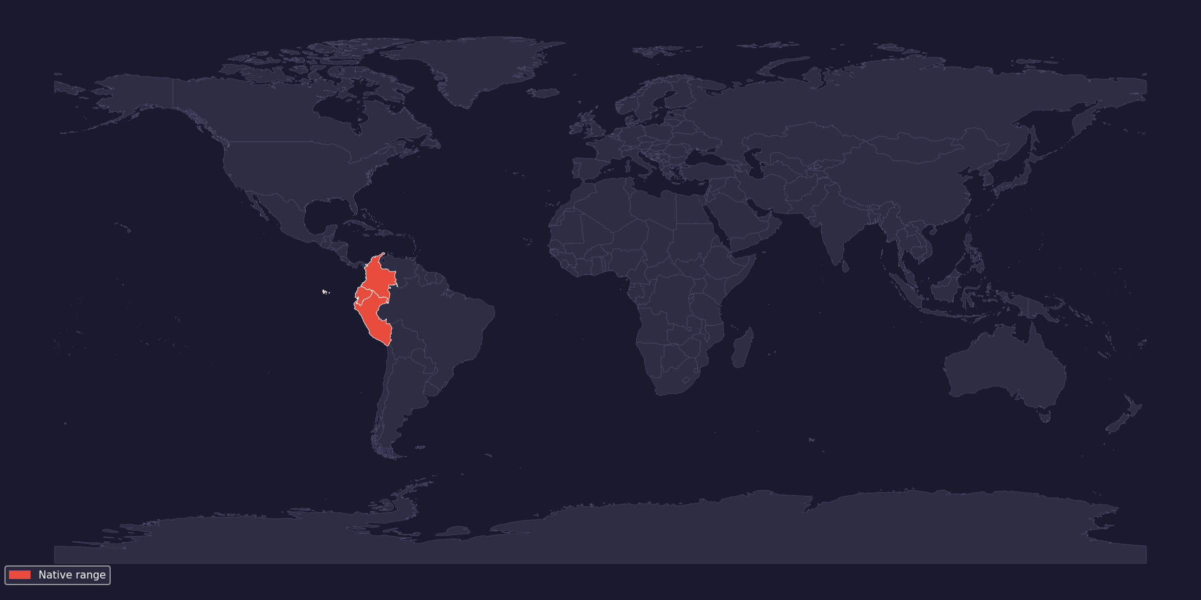 Native range of Avicularia purpurea