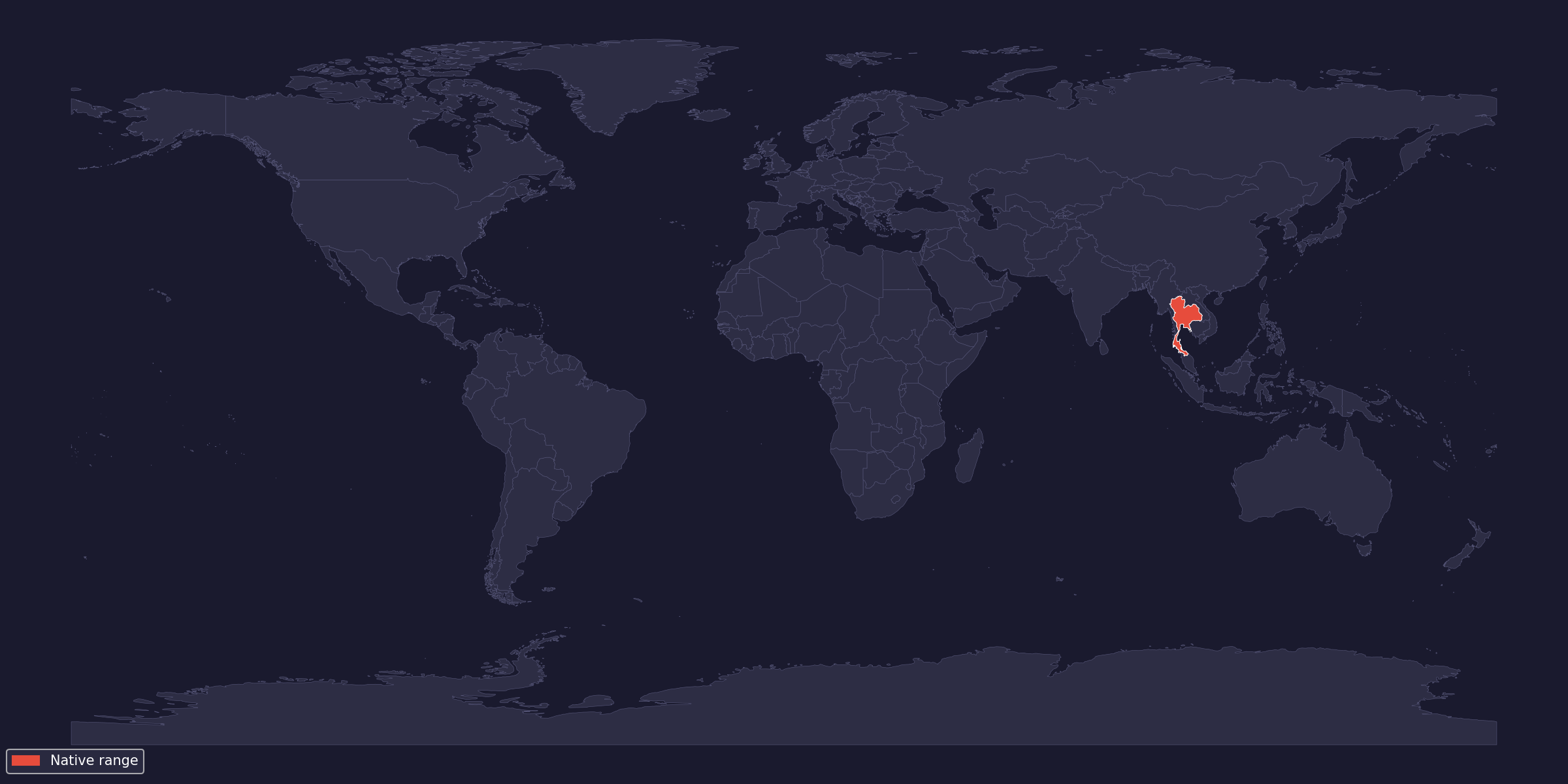 Native range of Chilobrachys huahini
