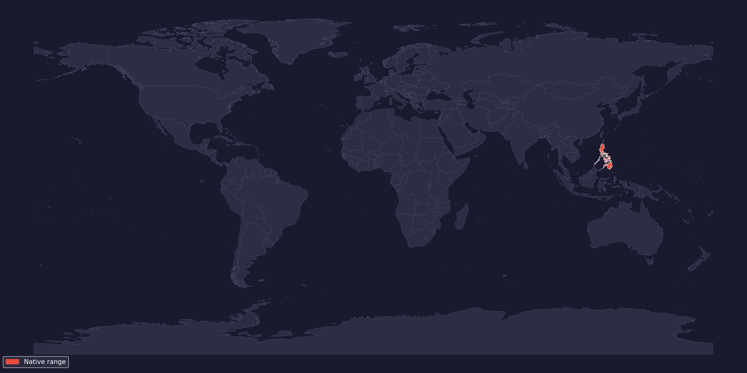 Native range of Selenobrachys philippinus